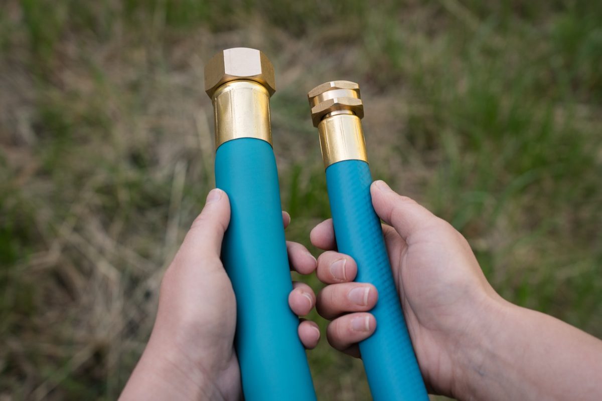 Solid brass male and female couplings on THE HOSE