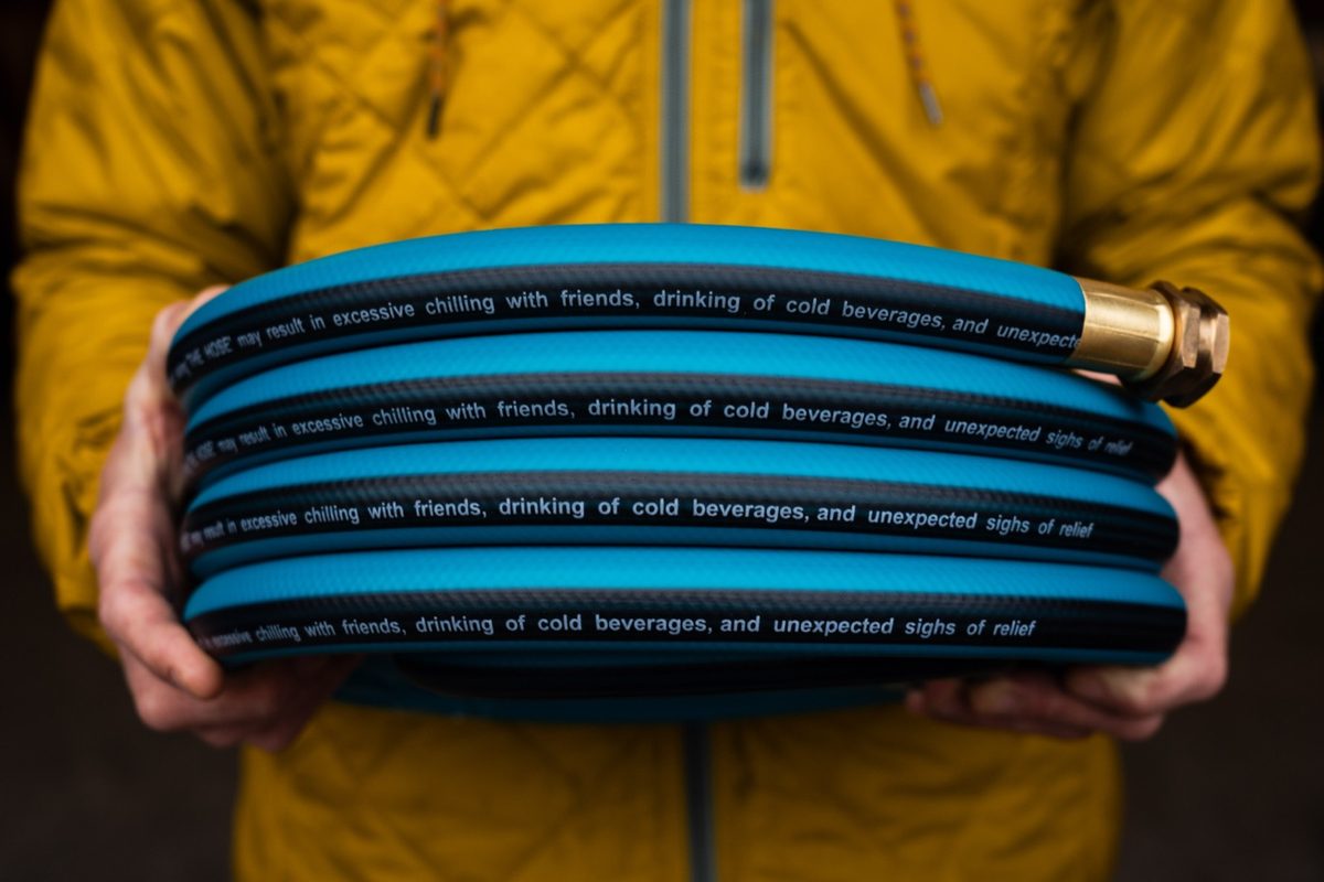 THE HOSE 3/4-inch teal coil with brass fitting